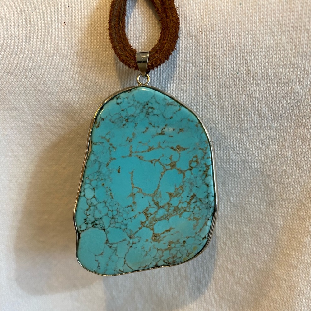 New Handcrafted Large Turquoise Statement Necklace - image 3